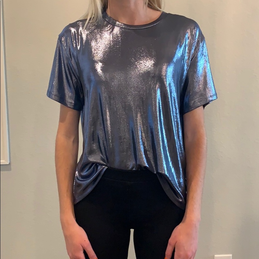 Blue metallic soft tshirt forever 21